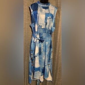 Blue and white plus size dress